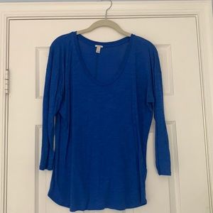 Jcrew blue long sleeve scoop neck 3/4 shirt